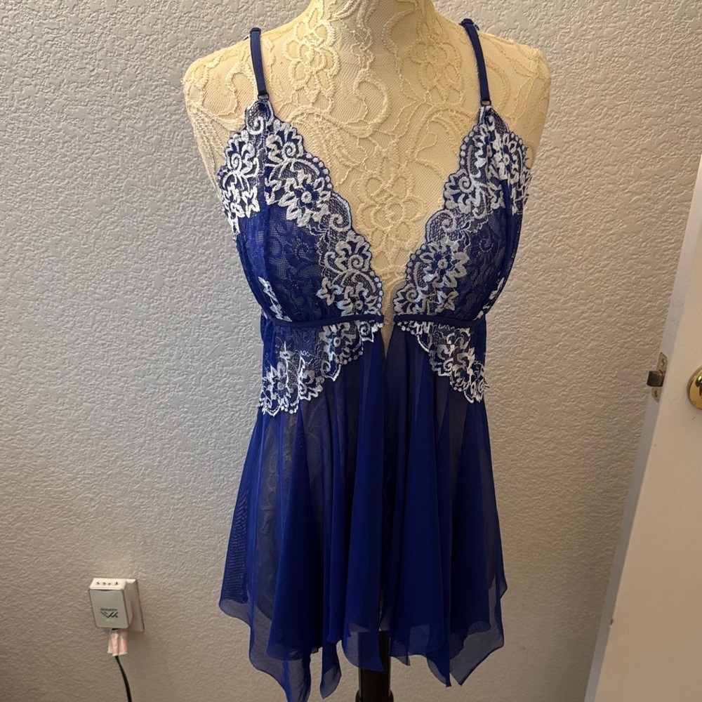 Elegant Blue Lace Babydoll Lingerie